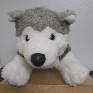 Plush Husky Dog Toy - White and Gray